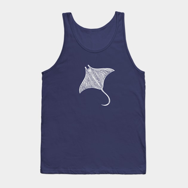 Manta Ray Ink Art - on dark colors Tank Top by Green Paladin